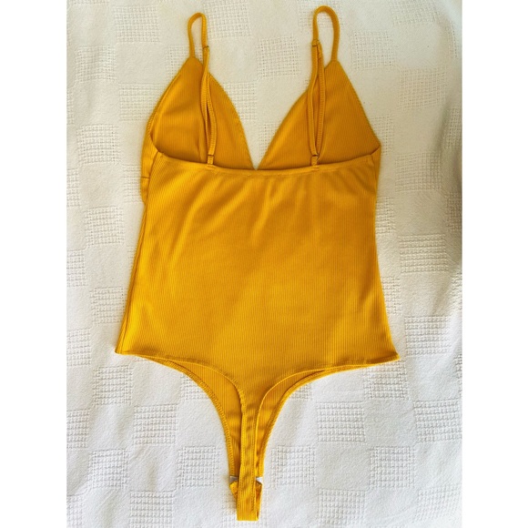 Yellow Ribbed Tank Top Bodysuit - Picture 2 of 2